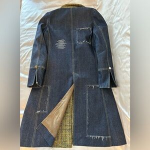 Vintage Tweed and Denim Trench Coat from Japan